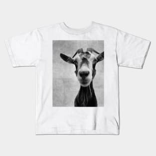 Goat Portrait in Black and White Kids T-Shirt